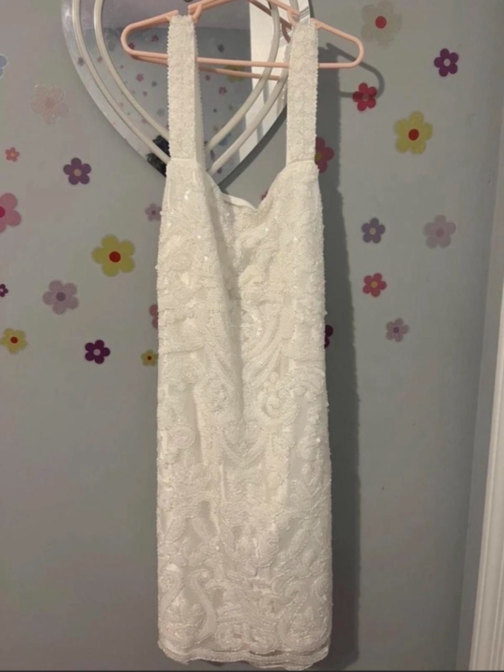 12th Tribe White Beaded Mini Dress